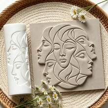 1Pc Abstract Female Face Texture Roller, Woman Profile Pattern Clay Embossing Roller, DIY Handmade Earring Pendant Jewelry Craft Supplies - 1 Unit - View 4