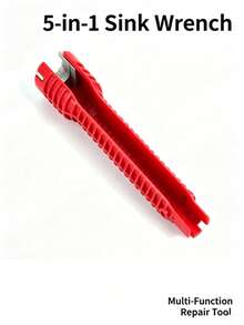 1-Pack Heavy Duty 5-In-1 Multi-Functional Sink Wrench - Heavy-Duty Plastic Construction, Integrated Design, With Pentagonal Socket And Pentagonal Socket Head - Upgraded Version/5-in-1 Adjustable Multi-functional/Red 1pc - View 6