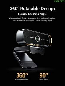 UGREEN Webcam komputer, HD 1080P, mikrofon ganda peredam bising terintegrasi, webcam eksternal untuk konferensi video desktop dan laptop. - View 7