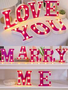 1pc Purple Glowing Letter Light Box, Includes 26 Letters, Numbers And Characters, Can Be Used As Desktop Decoration Light, Proposal Light Or Birthday Party Atmosphere Light - Q3-purple Letter Light - View 3
