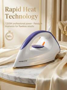 SOKANY-119 手持式電熨斗，可調溫陶瓷底盤迷你熨斗，過熱保護，便攜旅行熨斗，適用於衣物除皺，適合居家與旅行使用 - 白色 - 查看 5