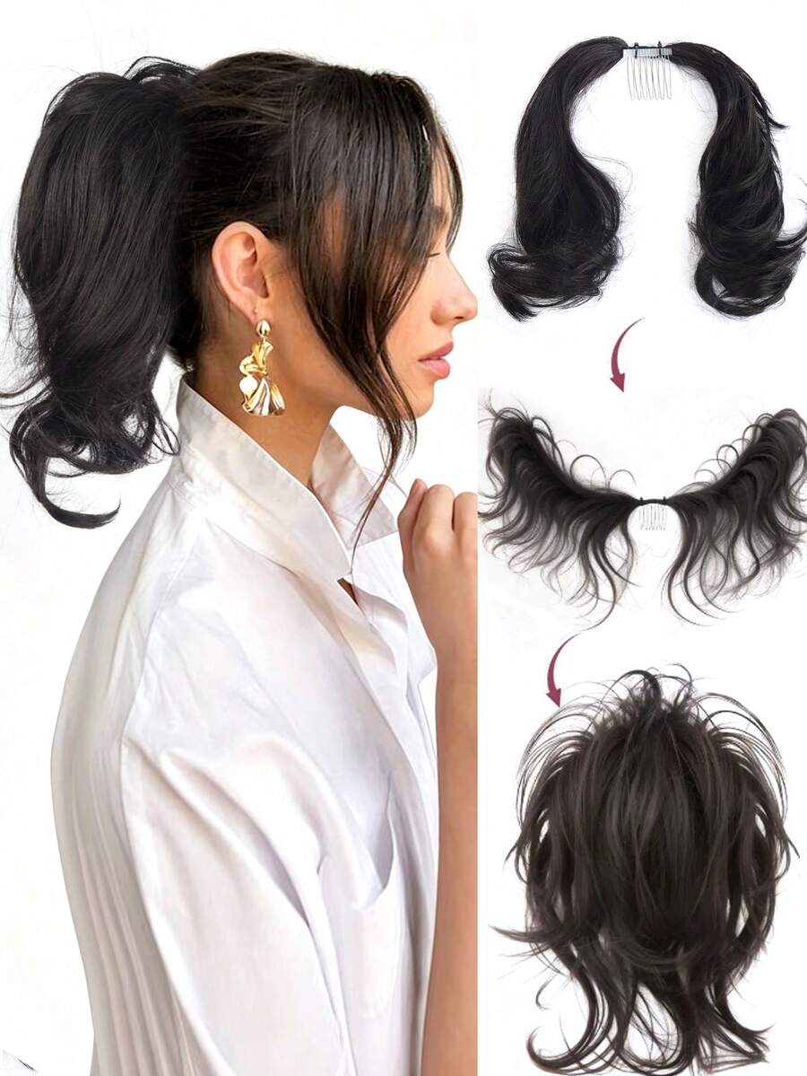 Synthetic Self Wrapping DIY Ponytail Hair Bun Design ﻿Women Fluffy Wavy Curly Ponytail Chignon Hair Bun With Comb Teeth, Soft High Temp Fiber Clip In Updo Hairpiece Daily Hairstyle