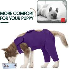 Dog Leg Recovery Suit, Thigh Wound Protection Sleeve, Suitable For Male And Female Dogs Recovery Sleeve, Post-Neuter/Spay Surgery Pet Recovery Bodysuit - Purple - View 5