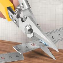 1pc Heavy‑Duty Multi‑Purpose Tin Snips, Spring‑Loaded Sheet Metal Cutting Shears, Non‑Slip Handle Industrial Scissors For Sheet Metal, Copper Wire, Electrical Wire, PVC Pipe, Carpet DIY Hand Cutting Tool - A - View 3