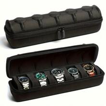 Hard Shell Watch Storage Box With Flip Lid, 2 Watch Compartments, Scratch-Resistant Lining, Durable And Dust-Proof, With Handle For Portability, Ideal Gift For Watch Collectors - Multicolor - View 8