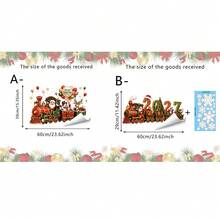 1/2pcs Christmas Train Window Decal, Retro Christmas Train Scene, 2027 Balloon Snowflake Design, Vinyl Reusable, Suitable For Home Store Window Glass Doors, Winter Festival Decoration - Multicolor - View 13