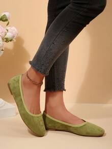 Solid Color Casual Flat Slip-On Shoes For Outdoor Summer - Green - View 6