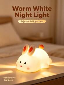 1 Buah Lampu Malam LED Kelinci Putih Isi Ulang, Lampu Suasana Pengisian USB, Lampu Samping Tempat Tidur Cahaya Lembut, Hadiah Dekorasi Kamar Tidur, Dekorasi Kamar Kawaii, Cocok Untuk Ibu dan Bayi, Menyusui di Malam Hari, Lampu Samping Tempat Tidur Pelindung Mata Anak, Hadiah Ulang Tahun, Lampu Meja Kecil Suasana Romantis, Cahaya Hangat, Mainan Bercahaya - MultiWarna - View 1