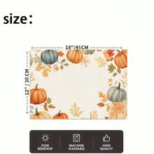 1/4/6pcs Autumn Series Border Pumpkin & Autumn Leaf Pattern Printed Placemats, Heat-Resistant Table Mats For Home Kitchen/Kitchen Table Protection, Party Scene Decor - Multicolor - View 4