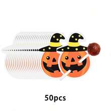 50pcs Halloween Lollipop Jam Chocolate Candy Card Paper Cards, Creative DIY Pumpkin Ghost Candy Cards, Packaging Halloween Party Gift Accessories Decoration - Multicolor - View 10