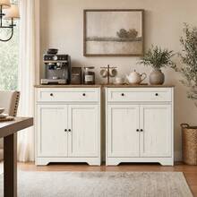 VASAGLE Sideboard, Storage Cabinet With Drawer And Adjustable Shelf - White - View 5