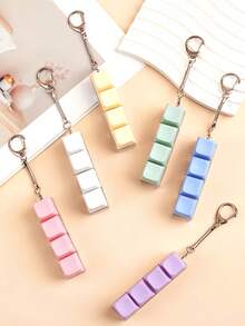 1 Pc Fidget Keyboard Cube Keychain, Simple Colorful Finger Press Stress Relief Keyring, Calming Focus Unzip Pendant, Car Bag Accessory, Party Gift - Multicolor - View 3