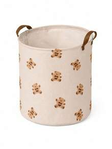 Bear Pattern Printed Foldable Laundry Basket With Laundry Clips, Breathable Fabric Dirty Clothes Storage Bin, Bedding Clips, Suitable For Bathroom And Bedroom - Multicolor - View 11
