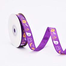 1pc 886in Long 1.5cm Wide Halloween Ghost Pumpkin Ribbed Ribbon, Perfect For DIY Bows, Headbands, Gifts, Flower Bouquets, Baking Packaging, Decoration Webbing - Multicolor - View 7