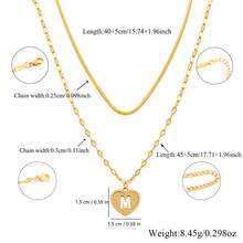 2pcs/Set New Heart & Letter Gold Stainless Steel Lip Chain Layered Necklace For Women - Yellow Gold - View 3