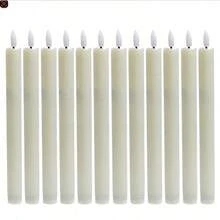 3D Flickering Flameless Candle With A Cone-Shaped Candlestick, Featuring A Realistic Flame, Suitable For Christmas, Halloween, Weddings, Valentine's Day, Table Decorations, Windowsill Decorations, And Home Party Decorations. - 12Pcs Candles - View 12
