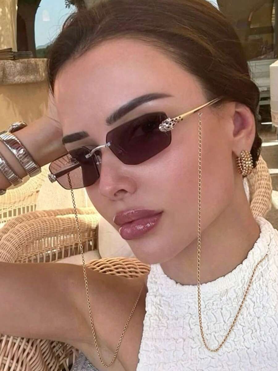 2pcs Polygon Small Frame Multifunctional Personalized Women Fashion Glasses, Fashionable & Unique Glasses Suitable For Travel And Beach Wear