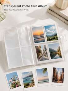 1pc 160-Slot Transparent Photo Album, Can Store Photos, Movie Tickets, Celebrity Cards And Postcards, Also Suitable As An Artistic Scrapbook - A - View 5