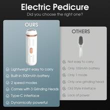 Rechargeable Electric Foot File Callus Remover Foot Care Exfoliating Tool With 3 Replaceable Brush Heads, Suitable For Dead Skin, Hard Skin, Cracked And Dry Skin, Quickly Removes Calluses For Smooth Feet, Portable Foot Cleaning Tool Travel Set - Multi-color - View 9
