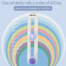 1pc 360° Rotating Manual Circle Cutter, DIY Adjustable Round Cutting Tool, Cuts Diameter 2–20cm/0.79–7.9in, With Inch/Cm Dual Scale, Transparent Center Positioning Window And Non-Slip Base, Suitable For Photo Paper, Cardstock, Labels, Scrapbooking And Card Making - Single Piece - View 4