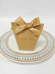KEXINGYIYI 10pcs Paper Gift Boxes With Gold Foil 'Thank You' | With Elegant Ribbon | Suitable For Christmas, Wedding, Baby Shower And Other Occasions - yellow - View 8
