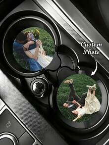 1pc Customized 2D Acrylic Car Coaster, Personalized Photo Gift, Suitable For Couples, Relatives, Pet Lovers, Ideal For Anniversary, Birthday, Wedding Anniversary, Unique Car Custom Coaster Gift - Multicolor - View 1
