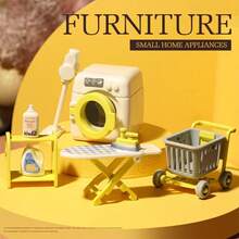 Set Aksesori Ruang Cuci Miniatur Rumah Boneka, Mainan Rumah Tangga untuk Bermain Peran Anak-Anak dengan Mesin Cuci, Setrika & Penyedot Debu, Set Mainan Rumah Boneka Lengkap untuk Anak-Anak (WARNA AKSESORI PRODUK ACAK.) - MultiWarna - View 4