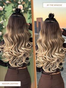 HEYPINK Clip In Hair Extensions 1 Pc Long Synthetic Wavy Curly Hairpieces Layered Soft Invisible For Women Dark Walnut Brown 22 Inch ﻿ - Rust Brown - View 8