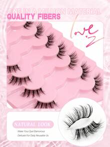 Asiteo 7 Pairs Half Eye Lashes Cat Eye Fox Eye Lashes, Elongated Outer Corner Eyelashes, Reusable Use False Eyelashes, Soft Wispy 3d Faux Mink Lash Extension Makeup,Lashes,Fake Lashes - Black - View 6