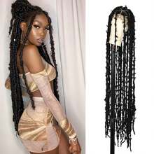 Full Lace Front Triangle Knotless Locs Braided Wigs With Baby Hair 48 Inches Super Long Braids Wig With Butterfly Lace Frontal Braid Synthetic Wigs, Halloween - Multicolor - View 2