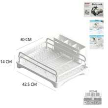 Iron Dish Drainer Rack For Kitchen Counter, Plate Holder And Utensil Storage Shelf, White Black Grey Color Options - View 12