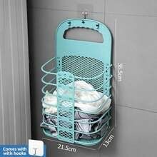 Large Dirty Clothes Hamper Wall-Mounted Bathroom Folding Laundry Basket Dormitory Clothes Storage Durable - Laundry Basket - View 14
