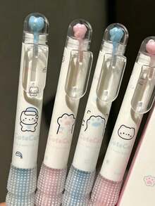 2/4pcs Pink & Blue Cat Micro Landscape Pens, Smooth Writing, Waterproof, Suitable For Students & Exams - Cat Landscape Pen - View 3