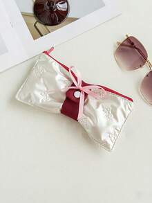 Tas Penyimpanan Kuas Makeup dengan Motif Pita Timbul, Kantong Kuas Makeup Portabel dengan Kancing Jepret, Tas Penyimpanan - Beraneka warna - View 1