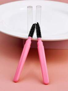 4/2pcs Portable Spiral Eyebrow Brush , Eyelash Comb, Lip Liner Brush, Fine Eyeliner Brush, Lip Brush, Mini Brush - Pink - View 4