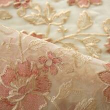 1PC Floral Embroidered Lace Round Tablecloth, Lightweight Hollow Decorative Table Cover, Suitable For Home, Wedding, Dining Table - Burgundy - View 8