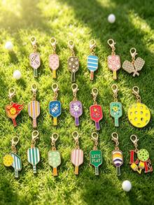 15/20Pcs Sports Enamel Pickleball Keychains, Bulk Funny Key Rings For Men Women, Versatile Bag Wallet Charms, Sport Themed Birthday Party Gifts - Multicolor - View 9