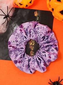 Halloween Elastic Fabric Printed Large Scrunchie Hair Accessory - Multicolor - View 21