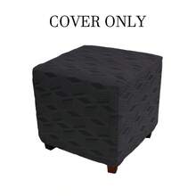 1pc Jacquard Elastic Ottoman Cover, Stain-Resistant Square Footstool Cover, Storage Sofa Footrest Cover - Multicolor - View 15