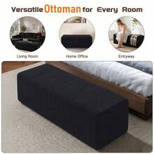 Only Ottoman! Ottoman For Sectional Sofa Couch, Oversized Mid Century Modern Boneless Bench  Modular Sectional Sofa Foot Stools For Living Room Furniture End Of Bed Benches For Bedroom Entryway, Coffee Table Decor No Assembly Rectangular Pouf Ottoman - Ottoman Black - View 2