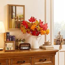 1/3/5pcs Artificial Maple Leaf Bundle, Autumn Foliage Branch, Thanksgiving Harvest Decoration - Orange - View 6