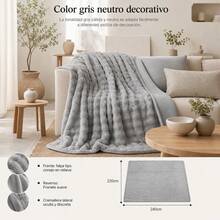 Polyester Duvet Cover 220x240cm With Zipper Closure, Multifunctional Plush Blanket For Bed And Sofa, Modern Solid Color Bedding - Grey - View 4