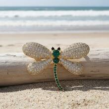 High-End Exquisite Rhinestone Dragonfly Brooch Luxury Niche Suit Lapel Pin Design Brooch Collar Pin Anti-Exposure Accessory - one-size - View 3