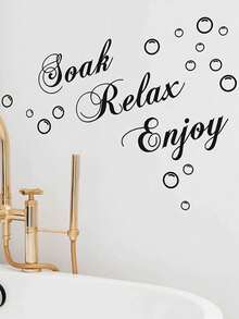 Slogan Graphic Bathtub Sticker, Stickers, Wall Decal, Vinyl Decal For Home Decorations, Spring Decoration Items Refresh Your Home, Festival Decoration Stickers Gifts Birthday Graduation - Solid Color - View 6