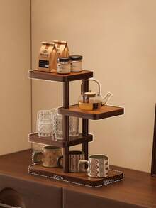 Wooden Multi‑Tier Display Shelf, Decorative Countertop Storage Rack, Multi‑Layer Collectibles Organizer For Figurines, Teacups, Mugs, Cosmetics, Keys, Desktop Decor Stand For Home Kitchen Office Desk Organization - Multicolor - View 10