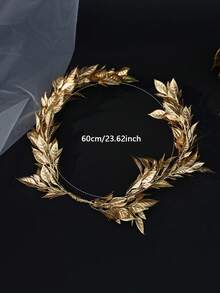 1pc Greek Goddess Gold Leaf Headband, Vintage Laurel Leaf Hair Accessory For Bride, Wedding, Prom, Evening Party - Gold - View 9
