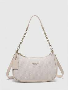 Women's Shoulder Underarm Bag, Vintage Gold Chain Crescent Bag, Premium Lightweight Luxury Commuter Casual Small Shoulder Bag, Durable Versatile Street Daily Practical Women's Bag, Versatile Crossbody Bag - White - View 6