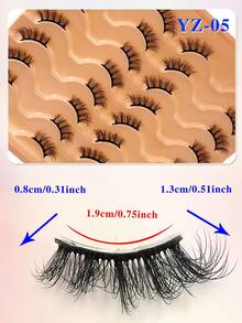 ENCHUW 16 Pairs Natural Half Eyelashes,Cat Eye Soft Stem Wispy Manga Lashes,Lightweight False Eyelashes - Black - View 2