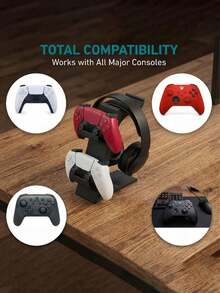 Dudukan Pengontrol Game & Headset Cetak 3D dengan Sikat Pembersih, Dudukan Headphone & Pengontrol Desktop Universal 2-in-1, Kompatibel dengan Series X/S, Pengatur Penyimpanan Hemat Ruang, Hadiah untuk Pacar/Suami Gamer, Cocok untuk Kamar Tidur, Ruang Bermain Game, Kantor - MultiWarna - View 5