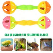 2/4/6pcs Mainan Burung Beo Kerincingan Warna Acak Mainan Latihan Burung Kerincingan Tangan - A+B - View 6